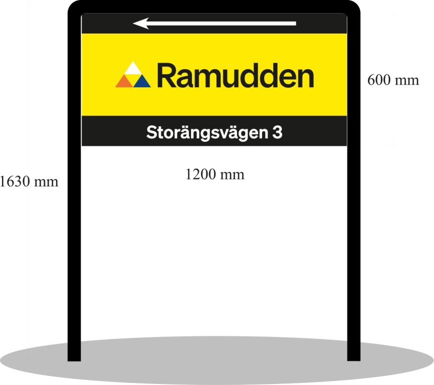 Informationsskylt i båge med armatur 1200x2050mm  - I-1200X600-ARMATUR